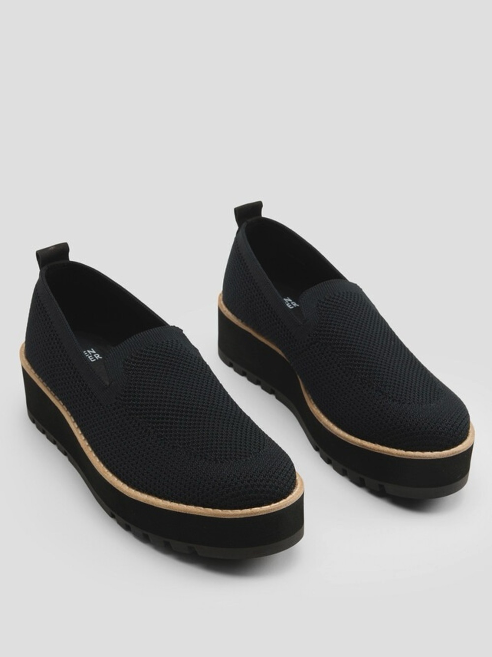EILEEN FISHER Ergos Recycled Stretch Knit Platform Loafer in Black - 6.5